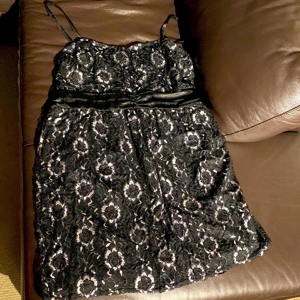 Black and silver lace dress